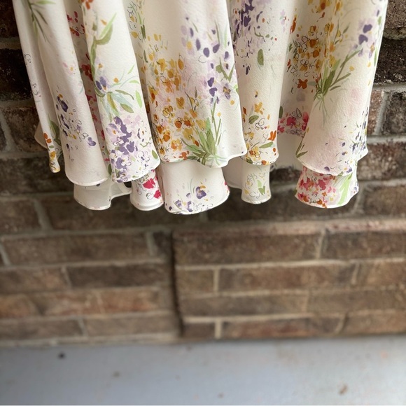 Kay Unger 100% Silk Floral Sleeveless Dress Size 12 with matching scarf - Picture 4 of 13